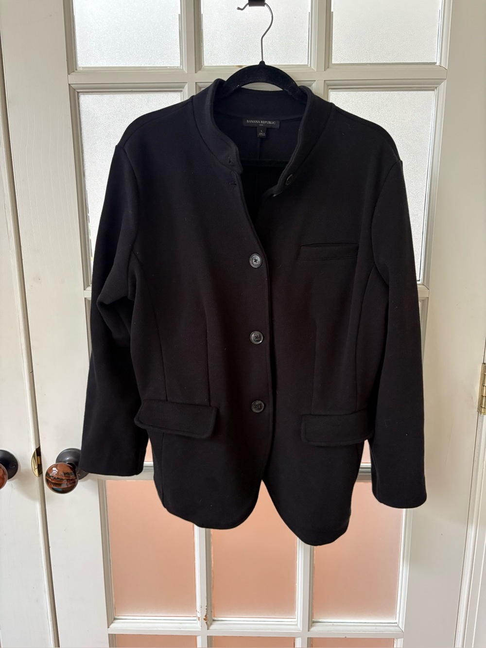 Banana Republic Black Women's Collarless Button Blazer